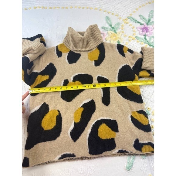 MOTH Turtleneck Sweater Animal Print‎ Yellow Black Beige Pullover S - Picture 5 of 10